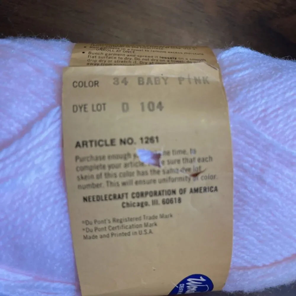 Vintage WonderArt Soft Touch Yarn Lot 3 Ply Sport 2oz, 1 Pink 1.5 Green 1 Orange